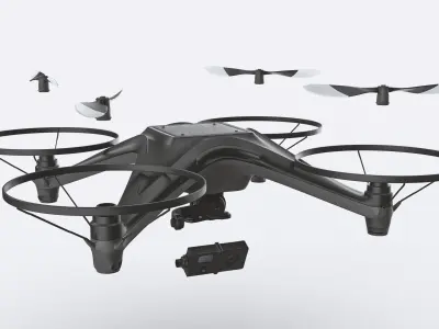 Drone with four propellers 3D model