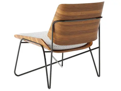 Wooden lounge chair with metal legs 3D model