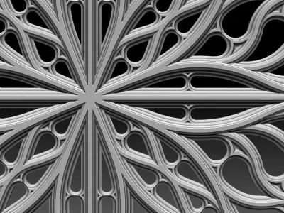 Gothic pattern decorative round window grille model 3D print model