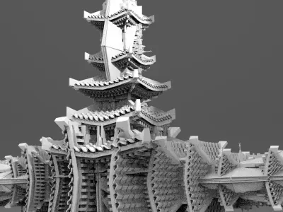 Cyberpunk Emperor Towers Split Dimensions Kit bash 2 3D model