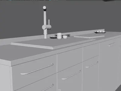 Modern Bathroom Set 3D Model  Low-poly 3D model