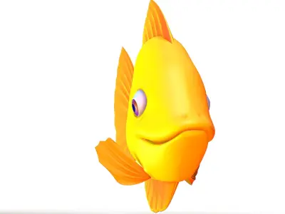 Hi-Poly Subdivision 3D Model Gold Fish Low-poly 3D model