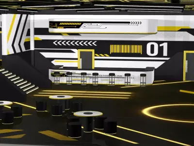 Techno-Minimalist Commercial Space 3D model