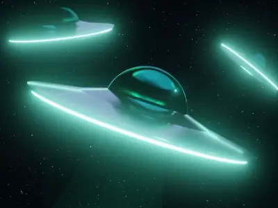 Low Poly UFO flying in sky Low-poly 3D model