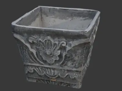  Ornate Stone Planter 3D Scan Low-poly 3D model