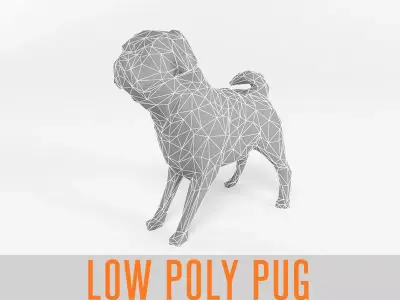 Pug Low Poly Mammal Dog Animal Lowpoly Low-poly 3D model