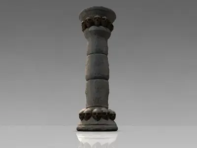 Stone Pillar column with skulls Low-poly 3D model