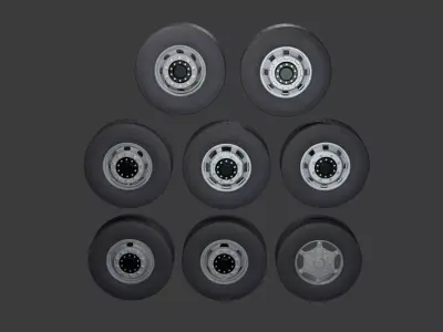 Kit of 8 truck wheel models 3D model