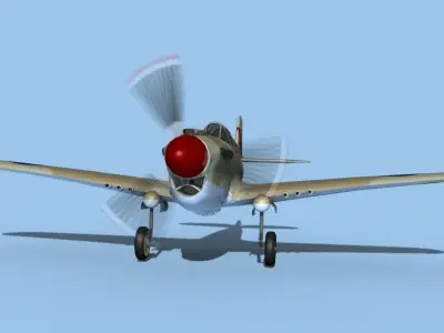 Curtiss P-40F Tomahawk V03 RAF 3D model