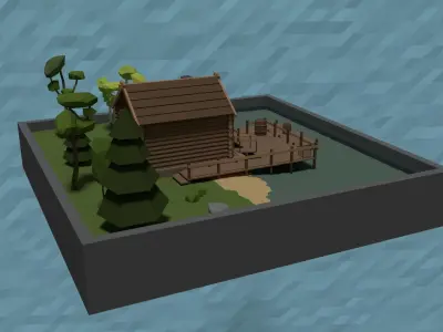 LowPoly Fishermans Hut Low-poly 3D model
