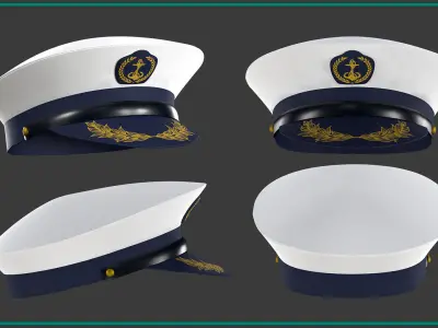 15 female hat uniform with texture 3D model
