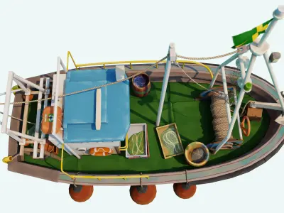 Fishing Boat Stylized Low-poly 3D model