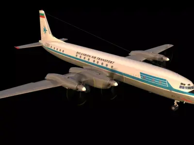 Il-18 turbopropeller airliner 3D model