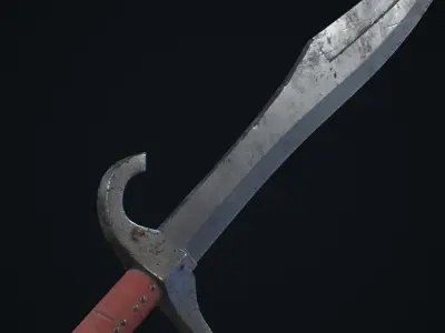 Medieval Weapon Falchion -PBR- Game Ready Low-poly 3D model