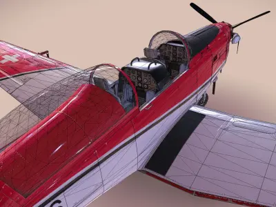 Pilatus PC-7 Mk-I SAFRedWhite Low-poly 3D model