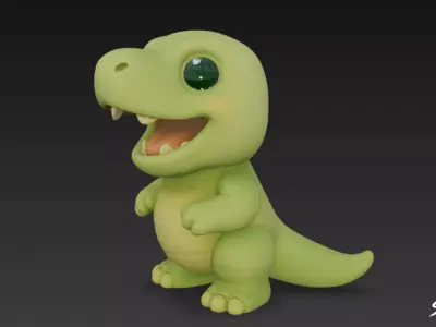 Cartoon Plush Tyrannosaurus Low-poly 3D model