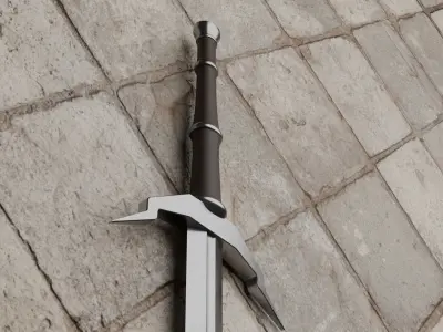 witcher-style sword Free low-poly 3D model