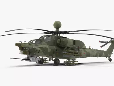 Mi-28N Green Low-poly 3D model