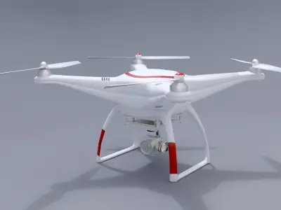 White drone with remote control Low-poly 3D model