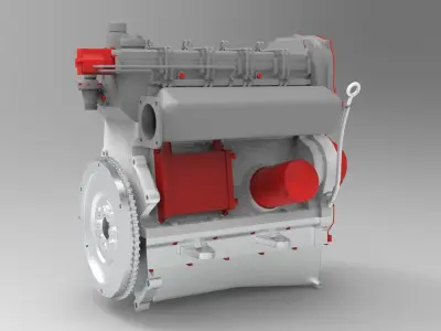 Nurbs Diesel Turbo Engine with Interior Parts 3D model