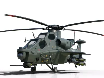 PBR 5 coatings Chinese WZ-10 gunship Z-10 Attack Helicopter Low-poly 3D model