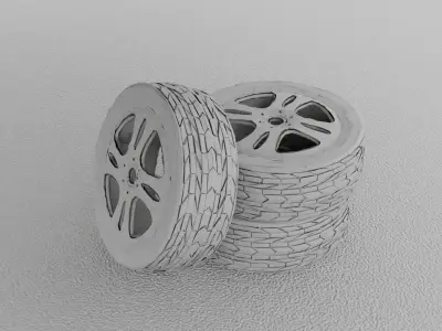 Muddy Tyre Low-poly 3D model