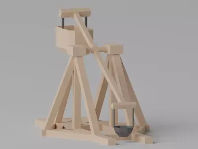 Medieval Wooden Trebuchet 3D model