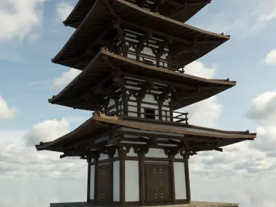 Pagoda japanese Low-poly 3D model