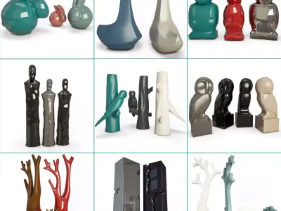 Sculpture Collection modern sculptures and figurines 3D model