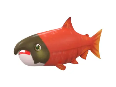 Chinook King Salmon fish Animated  Low-poly 3D model