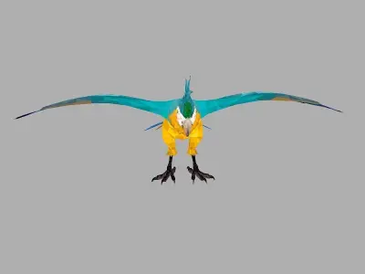 Blue Parrot Low Polygon Art Bird Animal Low-poly 3D model