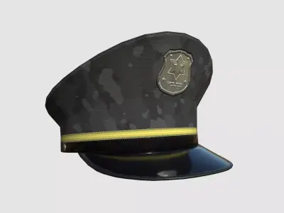 Police Cap 07 Black Camouflage - Character Design Fashion Low-poly 3D model