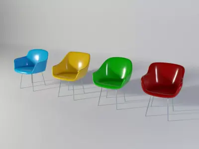 Chairs simple - 4 designs  collection set Free low-poly 3D model