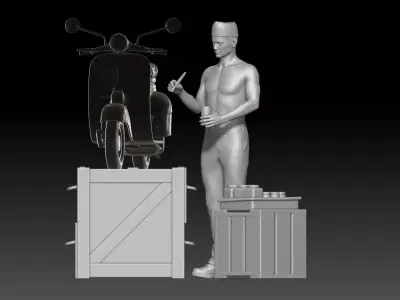 Military paint pinup on vespa 3D print model