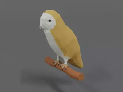 Low Poly Cartoon Barn Owl Low-poly 3D model