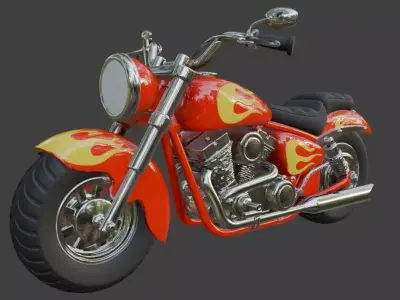 Cartoon Red Motorcycle 3D Model 3D model 5