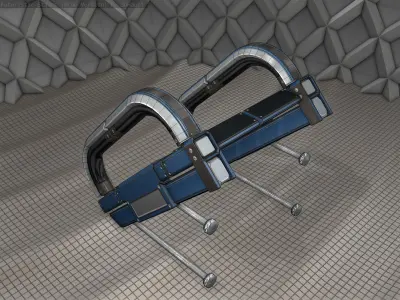 Sci-Fi Stairs - 9 - Blue Version  Low-poly 3D model