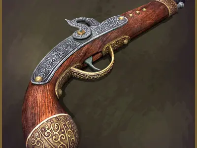 Animated Pirate Pistols Low-poly 3D model