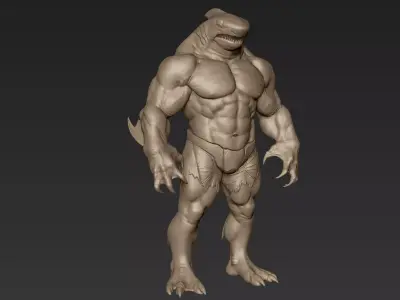 Sharkman 3D Print Model humanoid creature 3D model