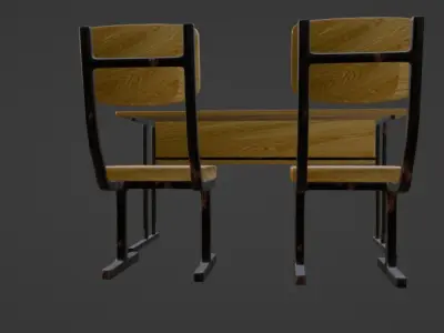 School desks Free 3D model