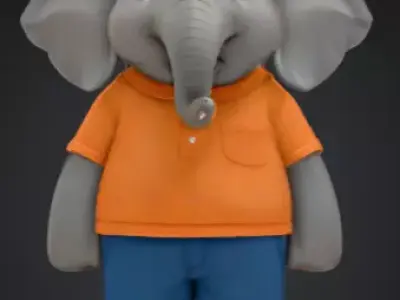 Elephant Buddy Low-poly 3D model