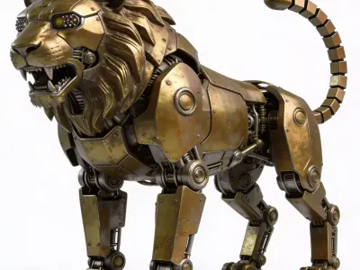 Robotic Lion 3D Model Low-poly 3D model