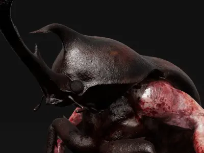 Mutant Rhinoceros Beetle - Horror Insects Collection Low-poly 3D model