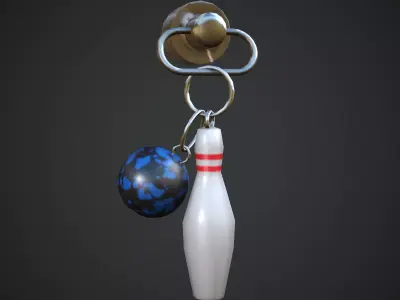 Bowling Pin n Ball Weapon Charm - Low Poly Game Ready Low-poly 3D model