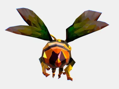 Honey Bee Animated Insect Low Poly Art HoneyBee Bumblebee Low-poly 3D model