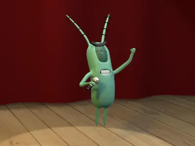 Singing Plankton Scene Low-poly 3D model
