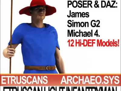 Etruscan Light Infantryman Props Poser Daz 3D model