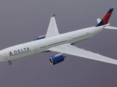 Delta airlines airbus a330-900 neo with cockpit  Low-poly 3D model