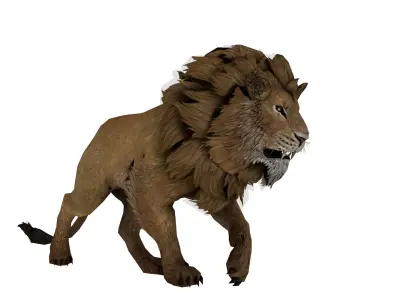 Realistic Lion 3D Model Game Ready  Wild Jungle Animal Low-poly 3D model