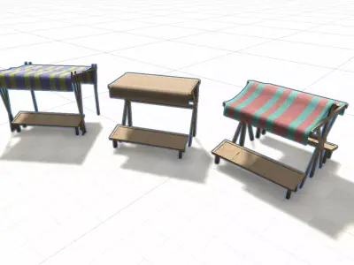 Medieval Stall Game Ready Low-poly 3D model